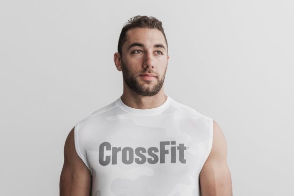 T Shirt Running Nobull Crossfit® sleeveless Tee Homme Camouflage Blanche Camouflage | IX4HG7T1W